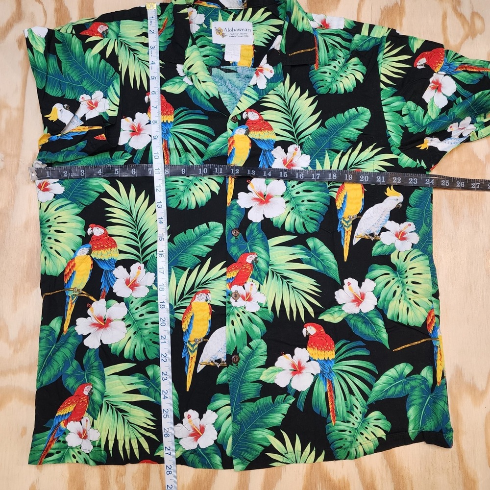 Alohawears Hawaiian Mens L Shirt Tropical Floral Made In Hawaii Parrots Colorful - Picture 5 of 5